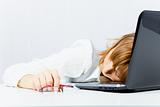 worker, asleep on a laptop