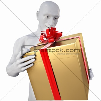 man with golden gift
