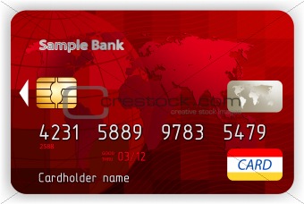 Vector red credit cards, front view. EPS 8