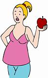 Pregnant Woman Eating Apple