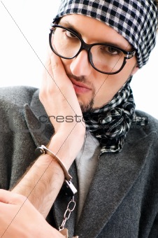 Man with glasses in studio shooting