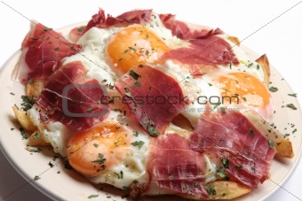 eggs with cured ham