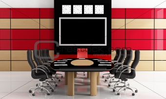 Black and red  meeting room