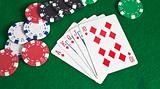 Royal Flush of Diamonds and Poker Chips