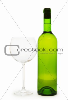 Wine and glass isolated on the white background