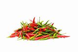 Red and green peppers isolated on the white