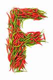 Alphabet with green and red peppers - letter 