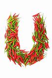 Alphabet with green and red peppers - letter 