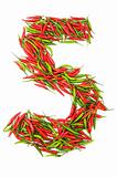 Numbers with green and red peppers - number