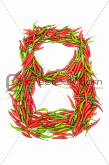 Numbers with green and red peppers - number