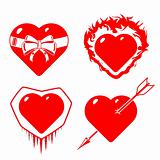 set of stylized, conceptual hearts