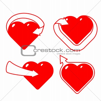 Set of stylized hearts with arrows.