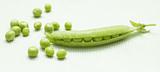 Green peas on linen background