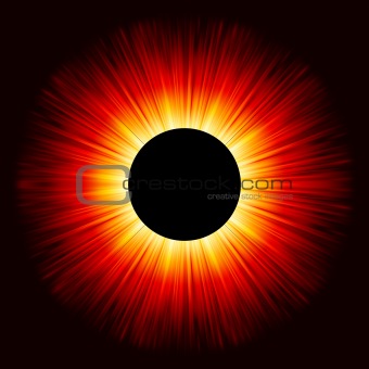 Glowing eclipse on a solid black background. EPS 8
