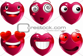 Set of heart shape emoticons