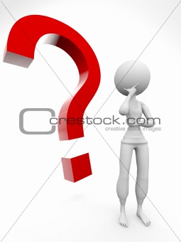 3d human with a red question mark