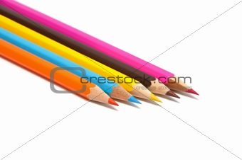 Five colored pencils