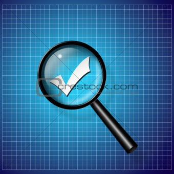 Check Mark under magnify glass