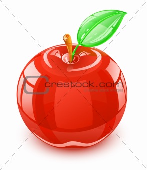 glass apple with leaf