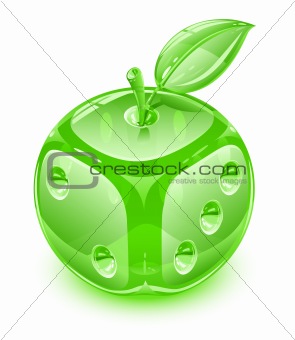 glass apple with leaf as playing die
