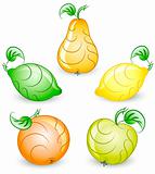 set of stylized vector fruits