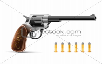 gun revolver with bullet