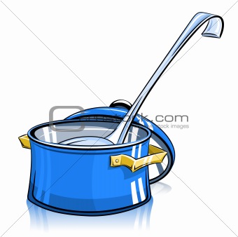 pan with lid and ladle