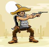 mexican bandit with gun in prairie