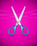 scissors on pink background