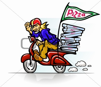 cartoon pizza delivery