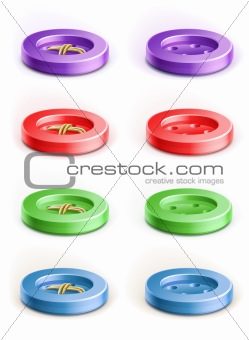 set of coloured button