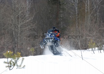 Riding on a snowmobile