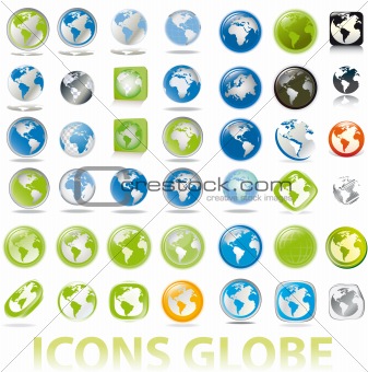 collection of earth globes a map icons