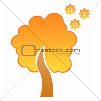 orange floral tree