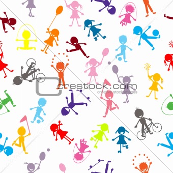 Pattern with colored stylized kids