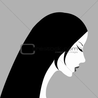 Woman profile in black and white