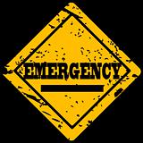 Grunge sign with the word emergency