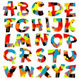 Letters of alphabet with paint splashes