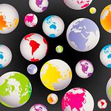 Seamless with colored Earth globes