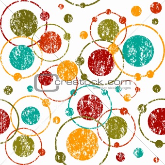 Grunge retro background with circles and dots