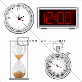 Set of time measurement instruments icons