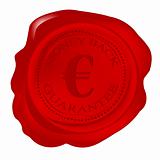 Wax seal with money back guarantee and euro