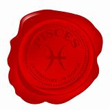 Wax seal with pisces zodiac symbol
