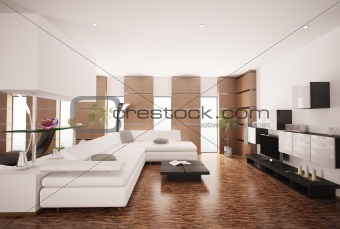 Modern living room interior 3d render