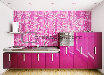 Interior of modern kitchen 3d render