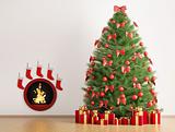 Christmas fir tree and fireplace 3d render