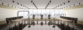Modern boardroom interior panorama 3d