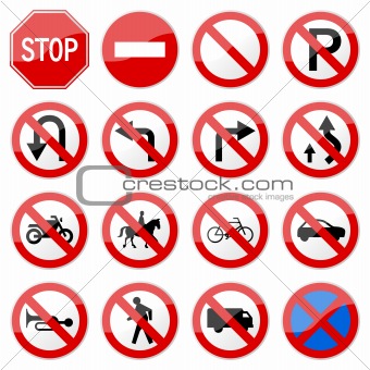 Road Sign Glossy Vector (Set 6 of 8)