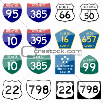 Road Sign Glossy Vector (Set 8 of 8)