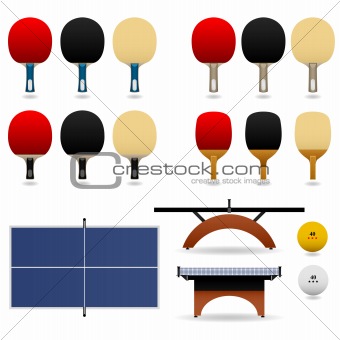 Table Tennis Set Vector